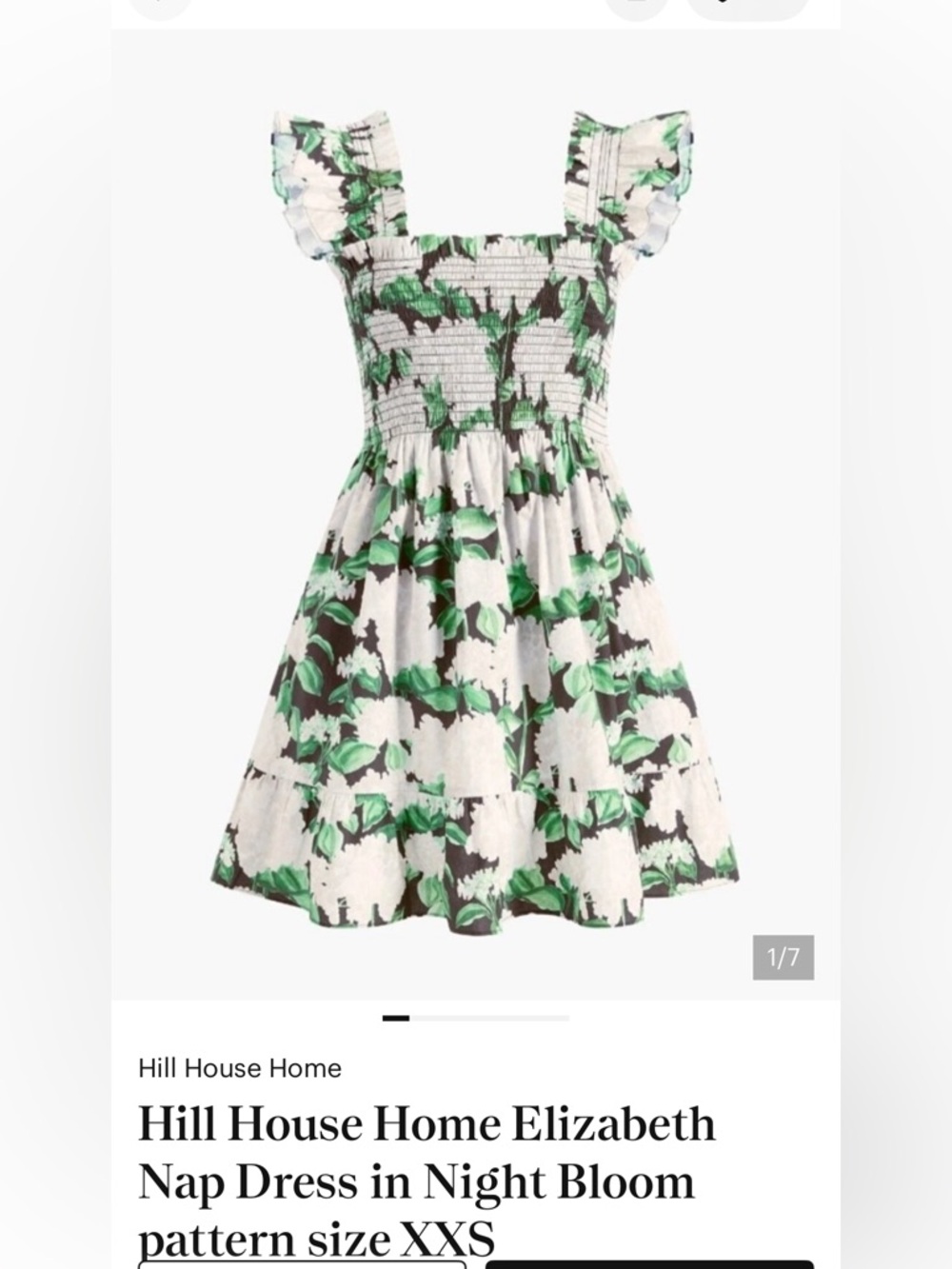 Hill House White Mini Dress with Green Floral Print
